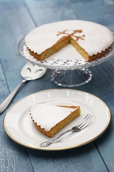 Tarta de santiago, İspanyol bademli kek — Stok fotoğraf