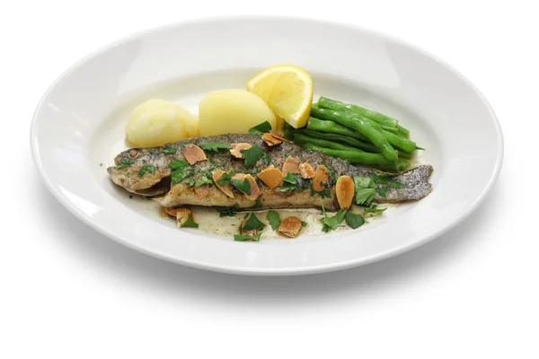 Trout meuniere amandine — Stock Photo, Image