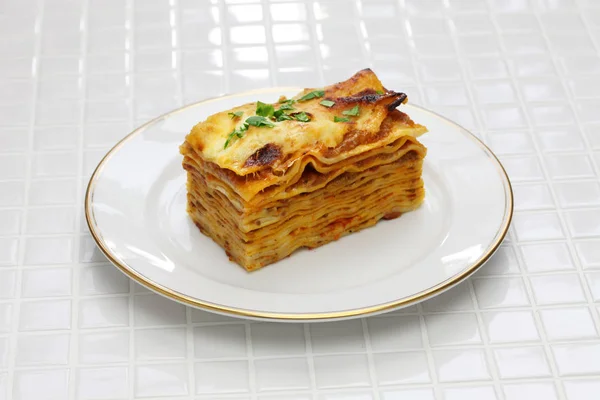 Lasagna alla bolognese, italian cuisine — Stock Photo, Image