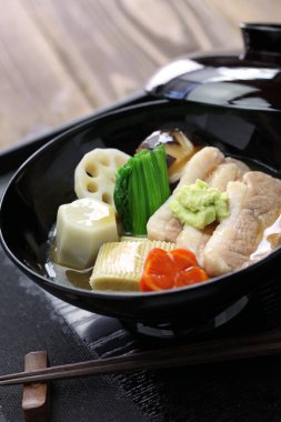 Jibuni, duck meat stew, japanese cuisine clipart