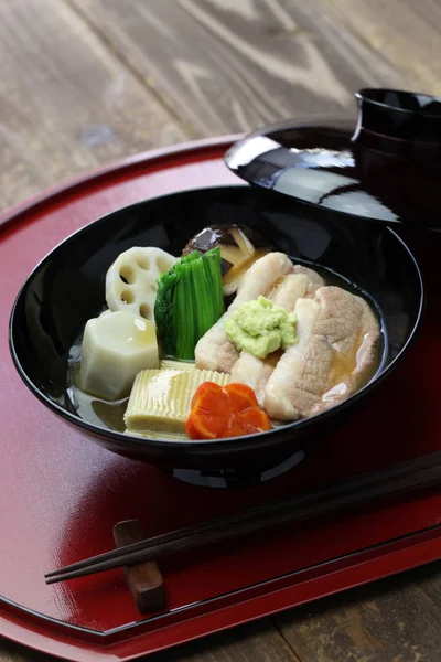 Jibuni, ensopado de carne de pato, cozinha japonesa — Fotografia de Stock