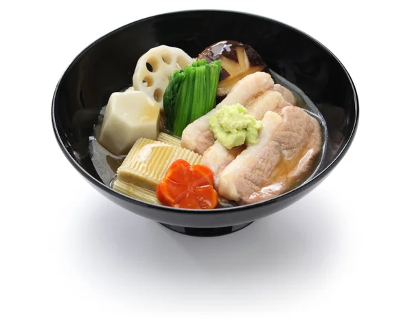 Jibuni, duck meat stew, japanese cuisine — Stock Photo, Image