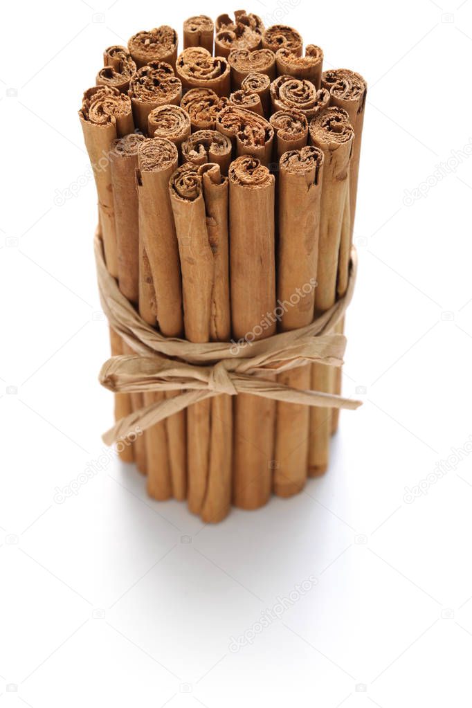 ceylon cinnamon sticks isolated on white background