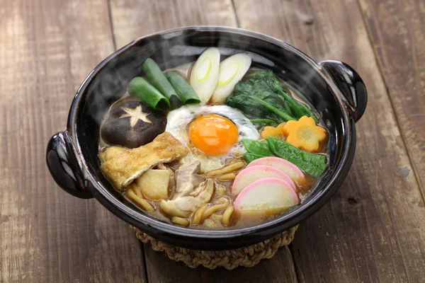 Miso nikomi udon noodle soup, japanese food — Stock Photo, Image