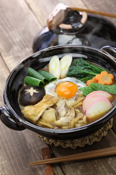 Miso nikomi udon tészta leves, Japán élelmiszer — Stock Fotó