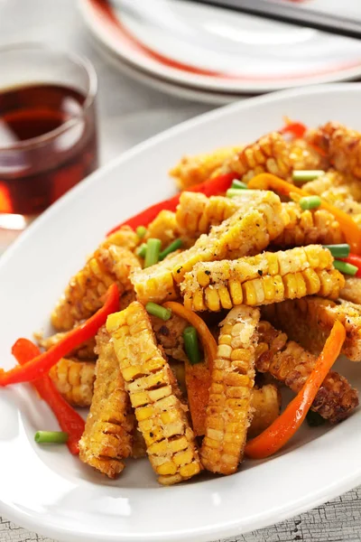 Fried corn with salt & pepper, macao food — Stock Photo, Image