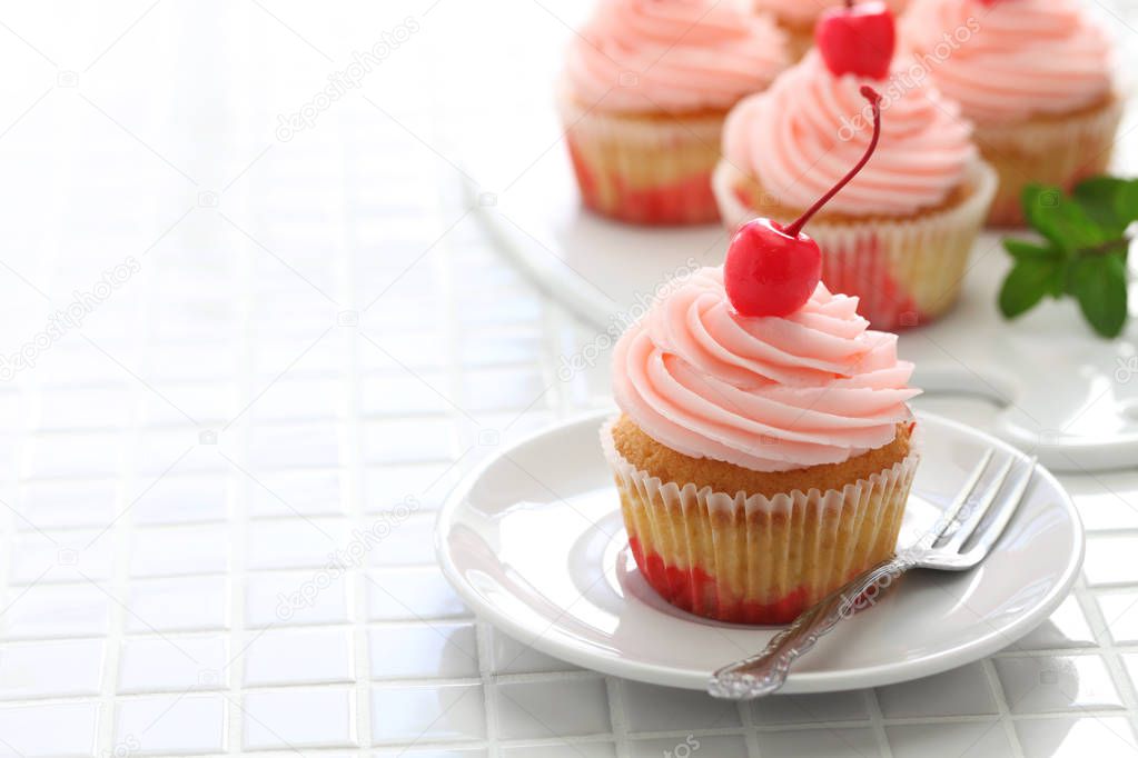 homemade cherry cupcake