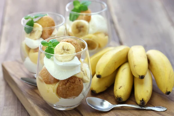 Homemade banana pudding, Southern dessert — Stock Photo, Image