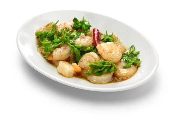 Stir-fried Tonkin jasmin flowers and shrimp, vietnamese cuisine — Stock Photo, Image