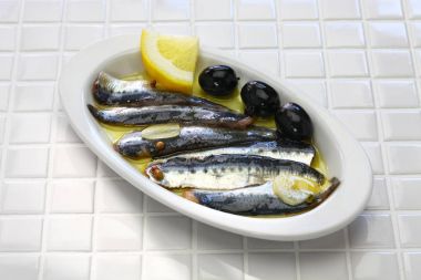 homemade marinated anchovies clipart