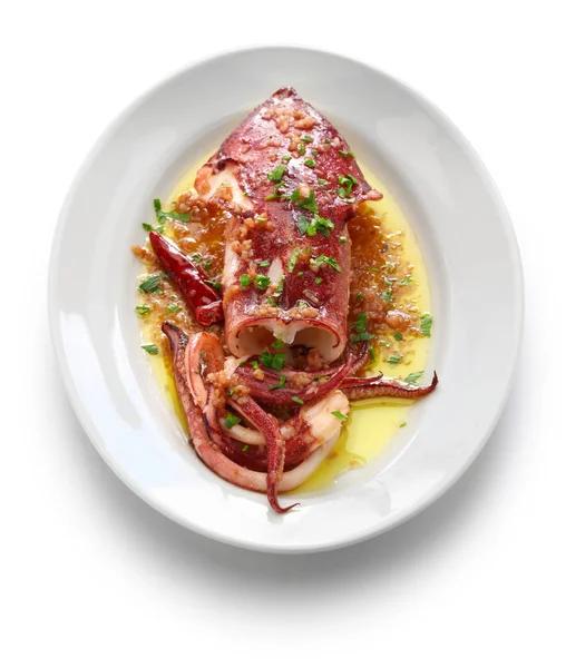 Gebakken calamares met peterselie en knoflook, Spaanse tapas eten — Stockfoto