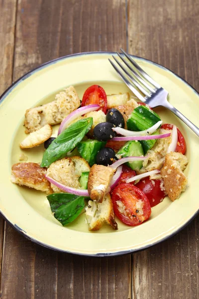 Panzanella, roti Tuscan dan salad tomat — Stok Foto