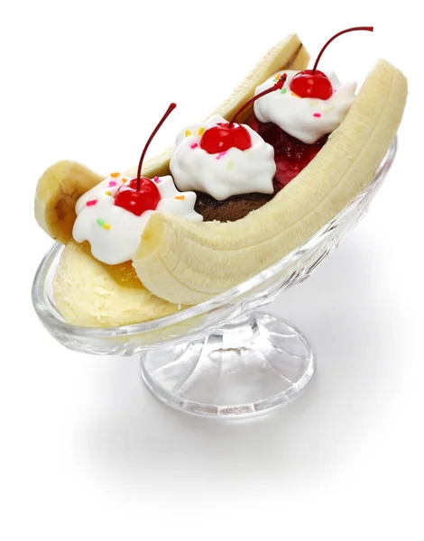 Homemade banana split sundae — Stock Photo, Image