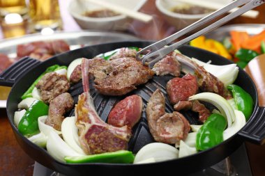 Jingisukan, genghis khan, Japanese style lamb barbecue clipart