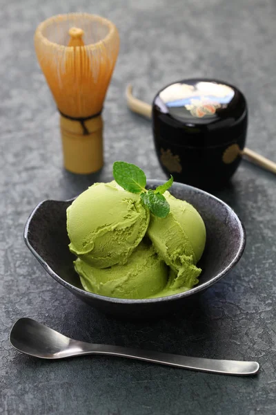 Homemade Matcha Green Tea Ice Cream Japanese Dessert — Stock Photo, Image