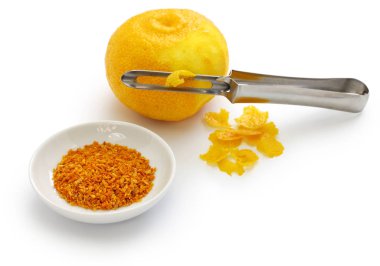 homemade dried Yuzu( Japanese aromatic citrus) zest, japanese cuisine ingredient clipart