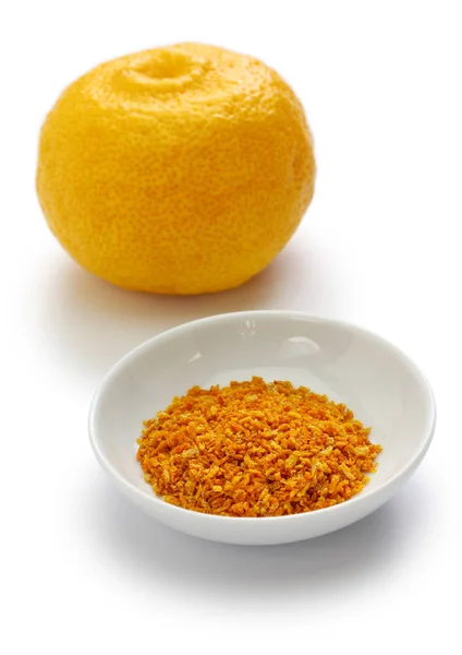 Homemade Dried Yuzu Japanese Aromatic Citrus Zest Japanese Cuisine Condiment — Stock Photo, Image