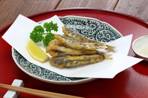 Japanese Fried Fish Dish Mehikari Karaage — Stock Photo, Image
