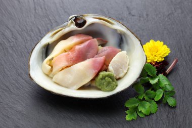 hokkigai (sakhalin surf clam) sashimi, Japon mutfağı