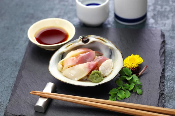 Hokkigai Sakhalin Surf Clam Sashimi Cozinha Japonesa — Fotografia de Stock