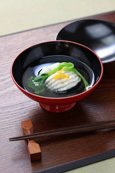 Zupa Greenling Będącym Ainame Wan Japoński Kaiseki Kuchnia — Zdjęcie stockowe