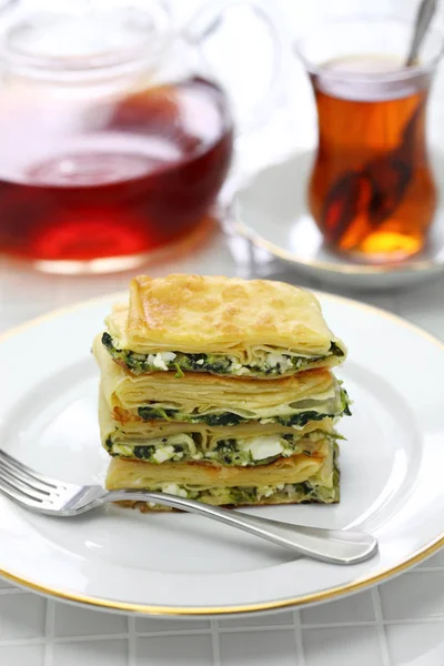 Homemade Borek Turkish Pie Feta Cheese Parsley — Stock Photo, Image