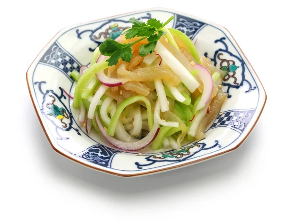 Ensalada Medusas Cocina China Plato Frío Aislado Sobre Fondo Blanco — Foto de Stock