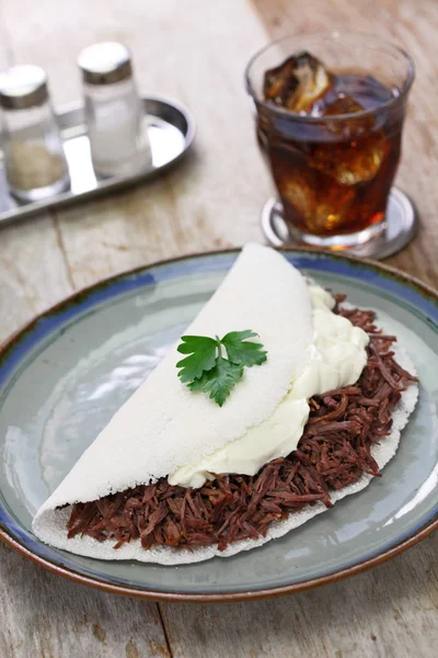 Tapioca Crepe Carne Seca Brazillian Food — Stock Photo, Image