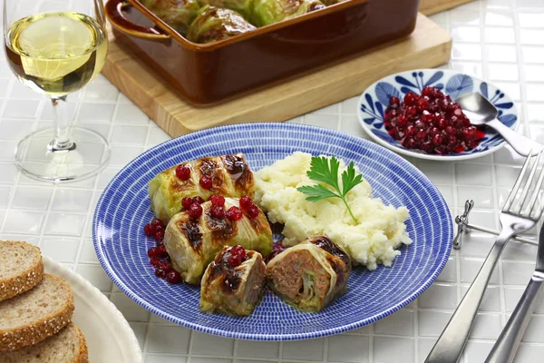 Involtini Cavolo Forno Cucina Finlandese — Foto Stock