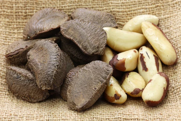 Brazilské Ořechy Skořápce Odstranění Skořápek — Stock fotografie