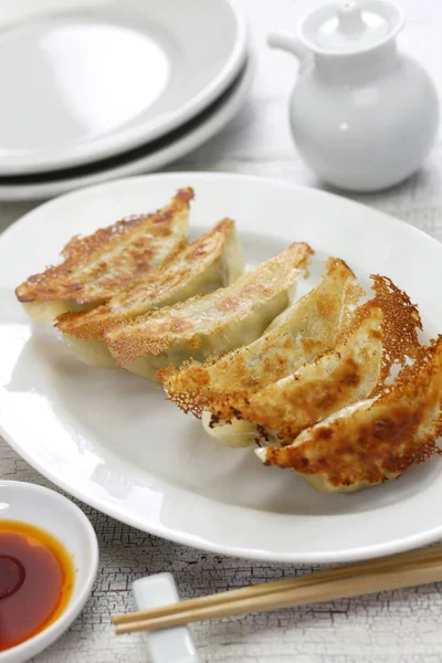 Yaki Gyoza Naklejki Garnek Pierogi Smażone Japońskim Stylu — Zdjęcie stockowe