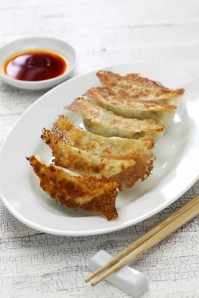 Yaki Gyoza Pot Stickers Japanese Style Pan Fried Dumplings — Stock Photo, Image