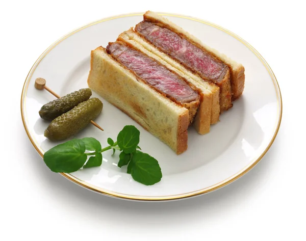 Sanduíche Caseiro Katsu Carne Bovina Comida Japonesa — Fotografia de Stock