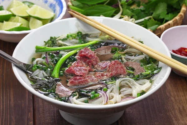 Pho Sopa Macarrão Carne Vietnamita — Fotografia de Stock