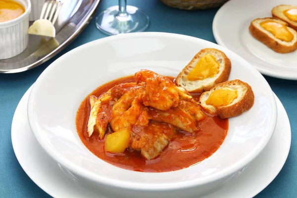 Bouillabaisse Soupe Poisson Französische Marseille Fischsuppe — Stockfoto