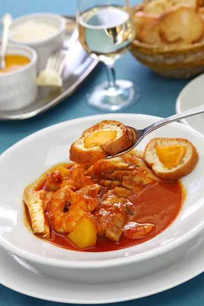 Bouillabaisse Soupe Poisson French Marseille Fish Soup — Stock Photo, Image