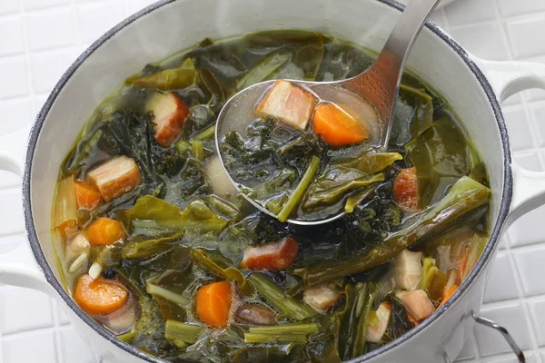 Pot Likker Soup Southern Cuisine — Stock Photo, Image