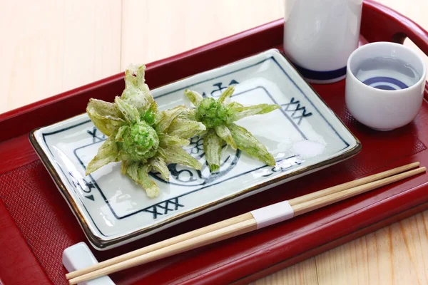 Japansk Butterbur Shoot Fuki Tou Tempura Japansk Mat — Stockfoto