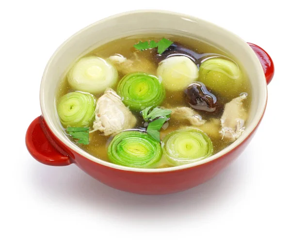 Cock a leekie soup, scottish traditional cuisine — Stock Image Cock Leekie Soup Scottish Traditional Cuisine Stock Picture