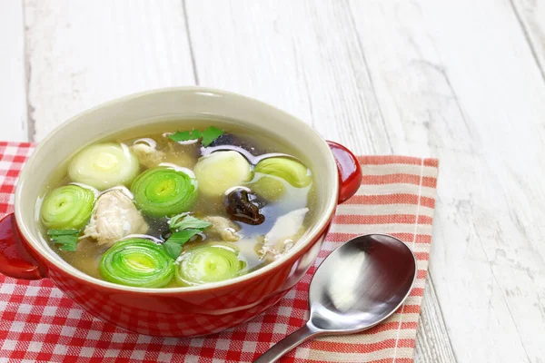 Cock a leekie soup, scottish traditional cuisine — Stock Image Cock Leekie Soup Scottish Traditional Cuisine Royalty Free Stock Images
