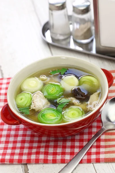 Cock a leekie soup, scottish traditional cuisine — Stock Image Cock Leekie Soup Scottish Traditional Cuisine Royalty Free Stock Photos