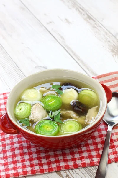 Cock a leekie soup, scottish traditional cuisine — Stock Image Cock Leekie Soup Scottish Traditional Cuisine Royalty Free Stock Photos