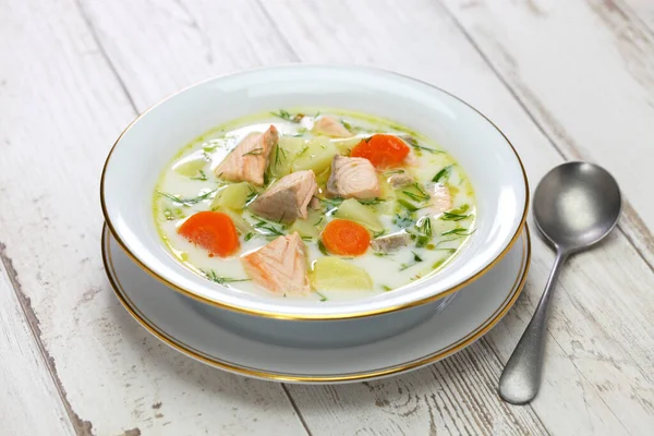 Lohikeitto Zuppa Salmone Tradizionale Finlandese — Foto Stock