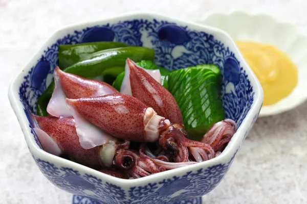 Boliserad Bläckfisk Med Vinägermiso Japanskt Kök — Stockfoto