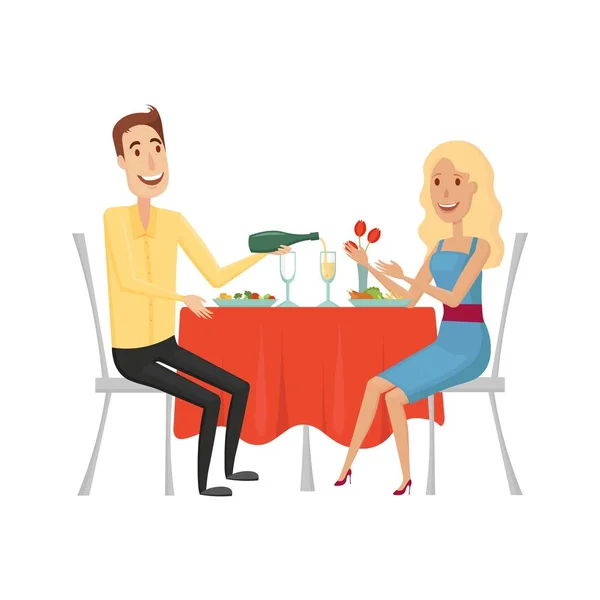 People in the restaurant for dinner. Flat and cartoon style. Vector illustration on a white background. — Stock Vector