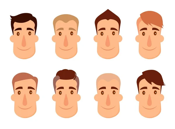 Set of avatars. Male characters. People faces, man, boy, person, user. Modern vector illustration flat and cartoon style. Different background. — Stock Vector