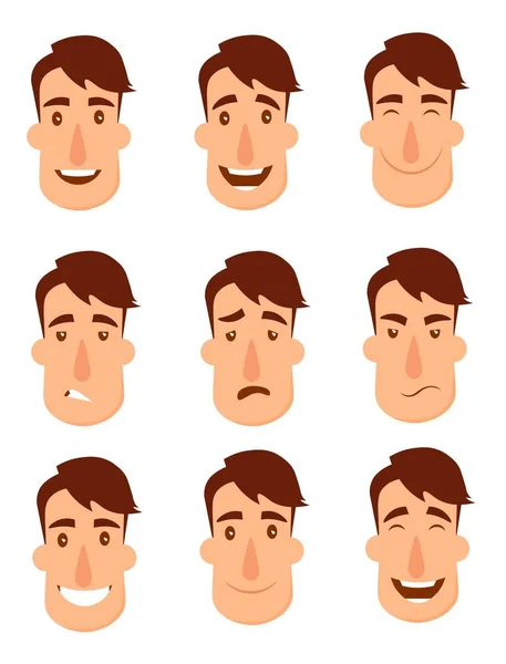 Set of avatars. Male characters. People faces, man, boy, person, user. Modern vector illustration flat and cartoon style. Different background. — Stock Vector