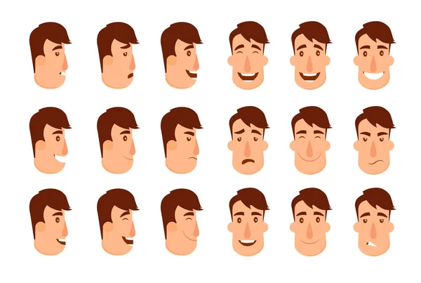 Set of avatars. Male characters. People faces, man, boy, person, user. Modern vector illustration flat and cartoon style. Different background. — Stock Vector