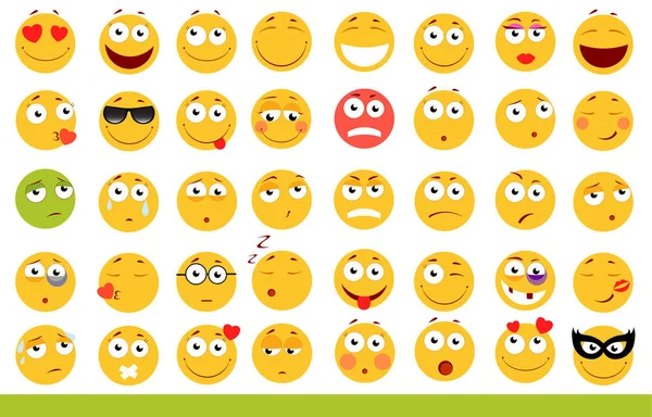 Set van leuke emoticons. Emoji en glimlach iconen. Geïsoleerd op witte achtergrond. vector illustratie. — Stockvector