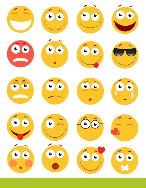 Reihe von niedlichen Emoticons. Emojis und Smile-Symbole. isoliert auf weißem Hintergrund. Vektorillustration. — Stockvektor